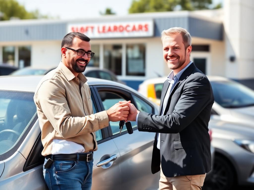 Cars 4 Sale team member handing keys to a happy customer